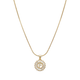 Initial Round Zirconia Hollow Letters Necklace - 18k Gold Plated