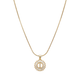 Initial Round Zirconia Hollow Letters Necklace - 18k Gold Plated