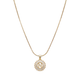 Initial Round Zirconia Hollow Letters Necklace - 18k Gold Plated