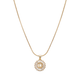Initial Round Zirconia Hollow Letters Necklace - 18k Gold Plated