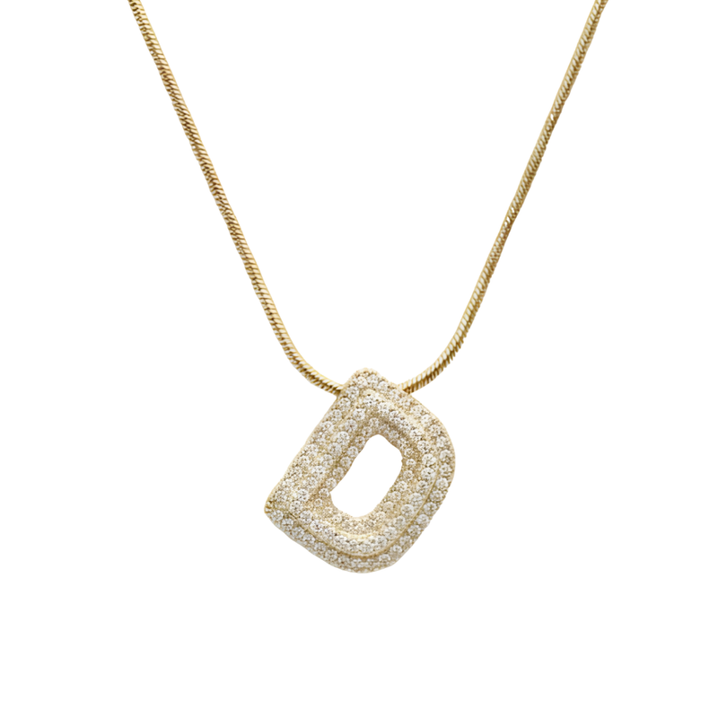 Pave initial necklace - 18k gold plated