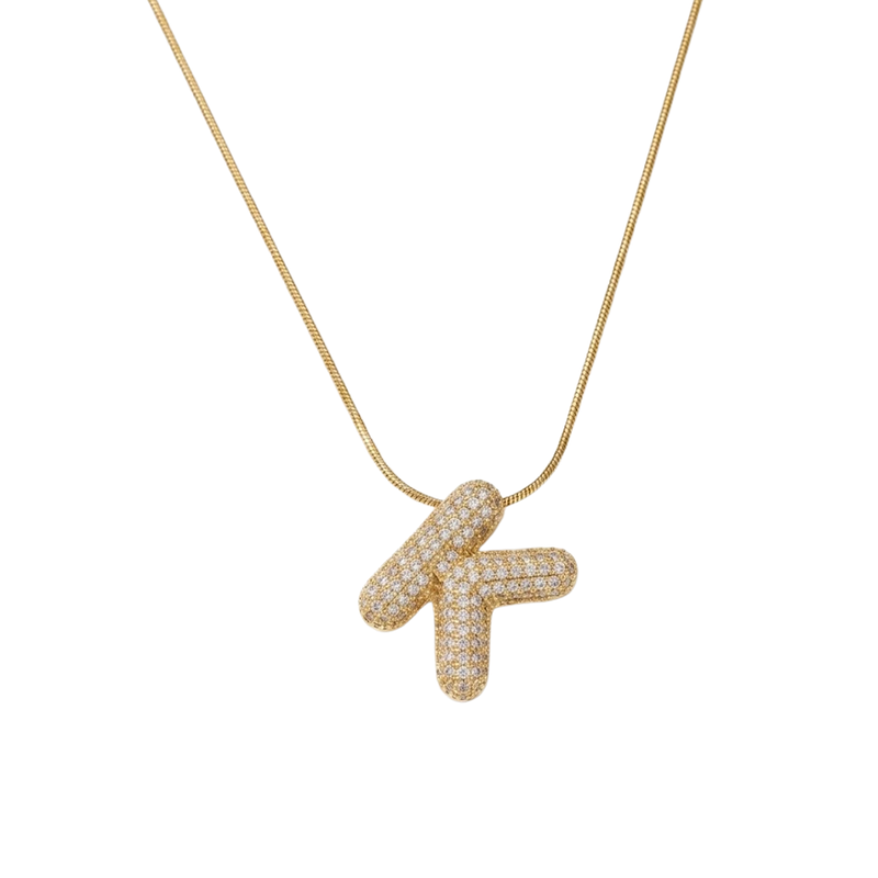 Pave initial necklace - 18k gold plated