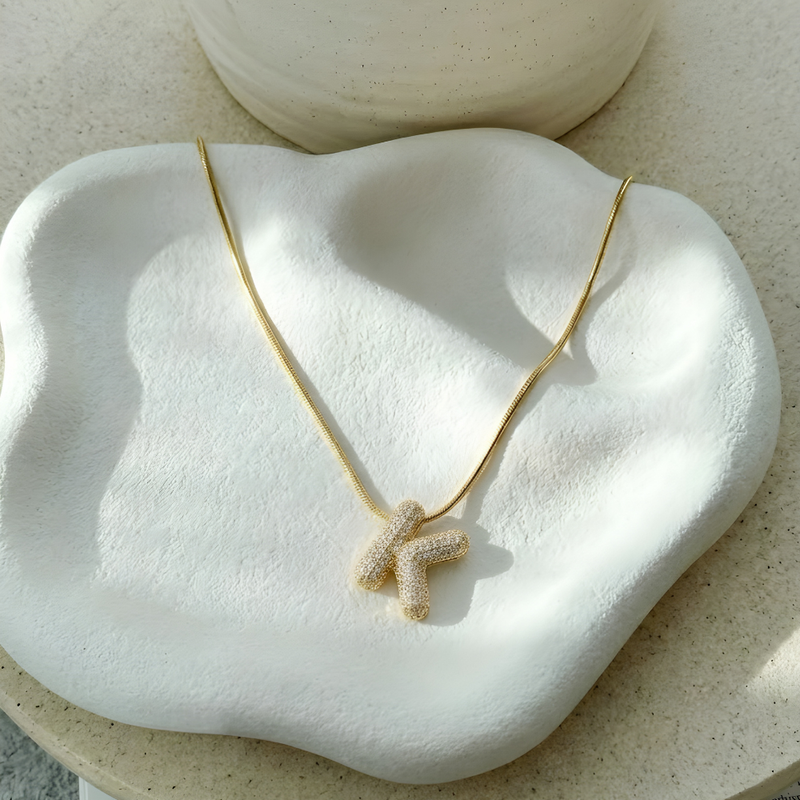 Pave initial necklace - 18k gold plated