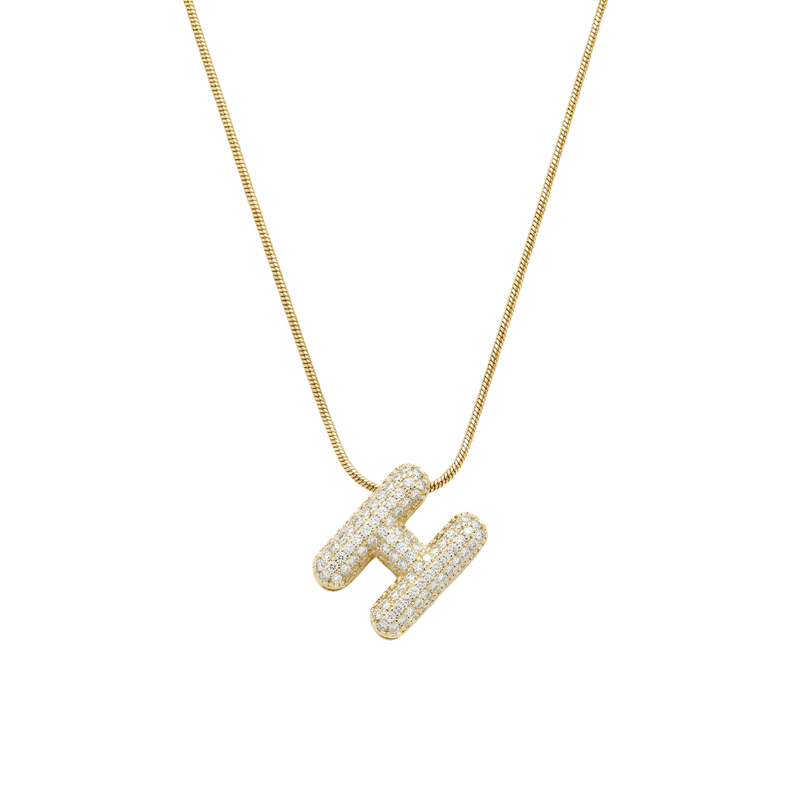 Pave initial necklace - 18k gold plated