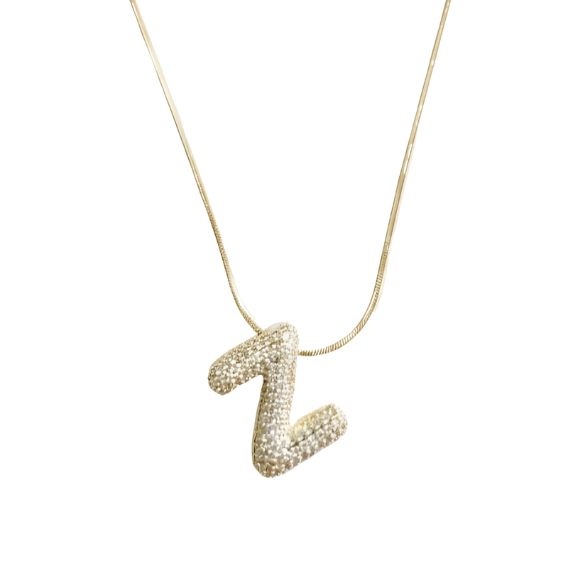 Pave initial necklace - 18k gold plated