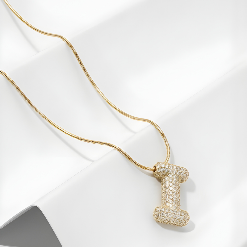 Pave initial necklace - 18k gold plated