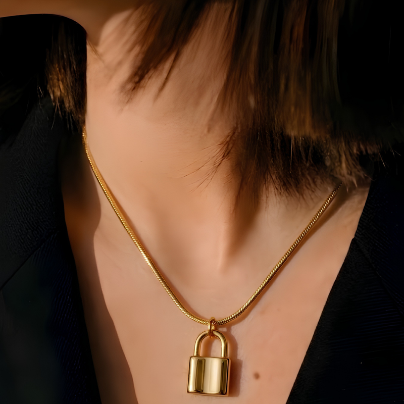 Gold Padlock Necklace