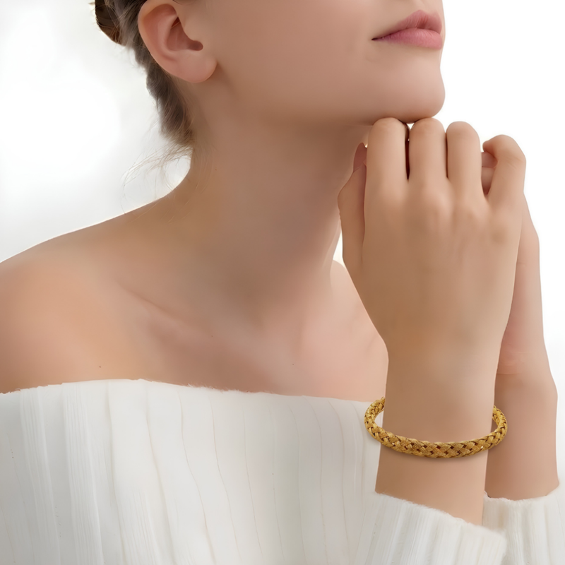 Golden Braided Weave Bangle