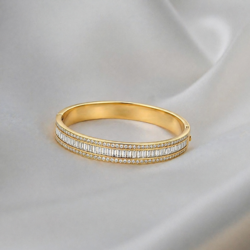 Baguette Pave Stone Bangle