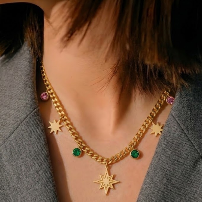 Starburst Charm Chain Necklace
