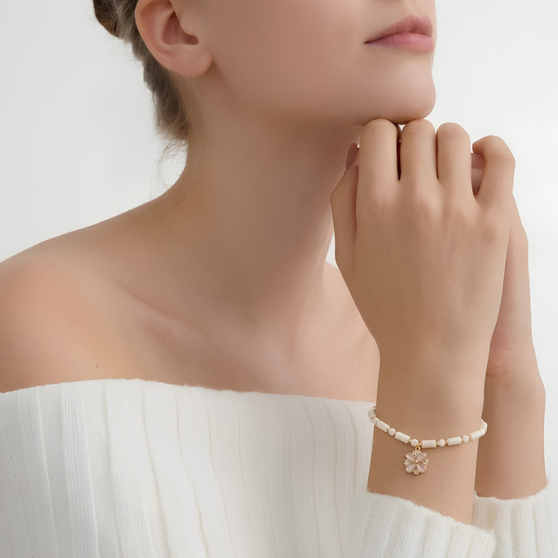 Pearl Floral Charm Bracelet