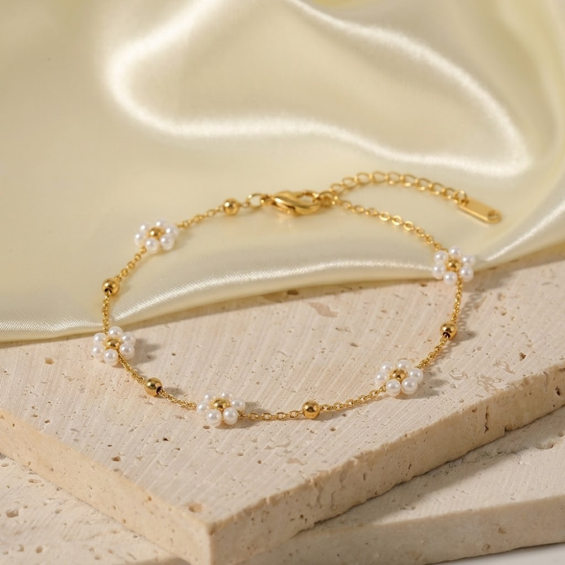 Pearl Flower Gold Bracelet