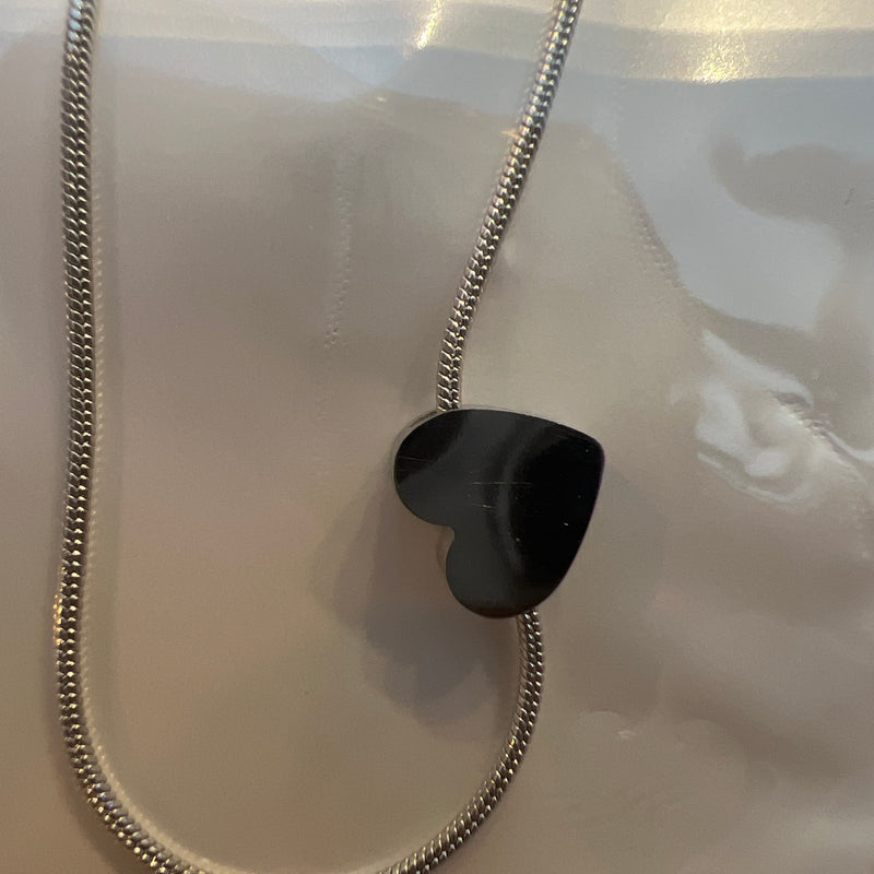 Minimal Heart charm silver Necklace