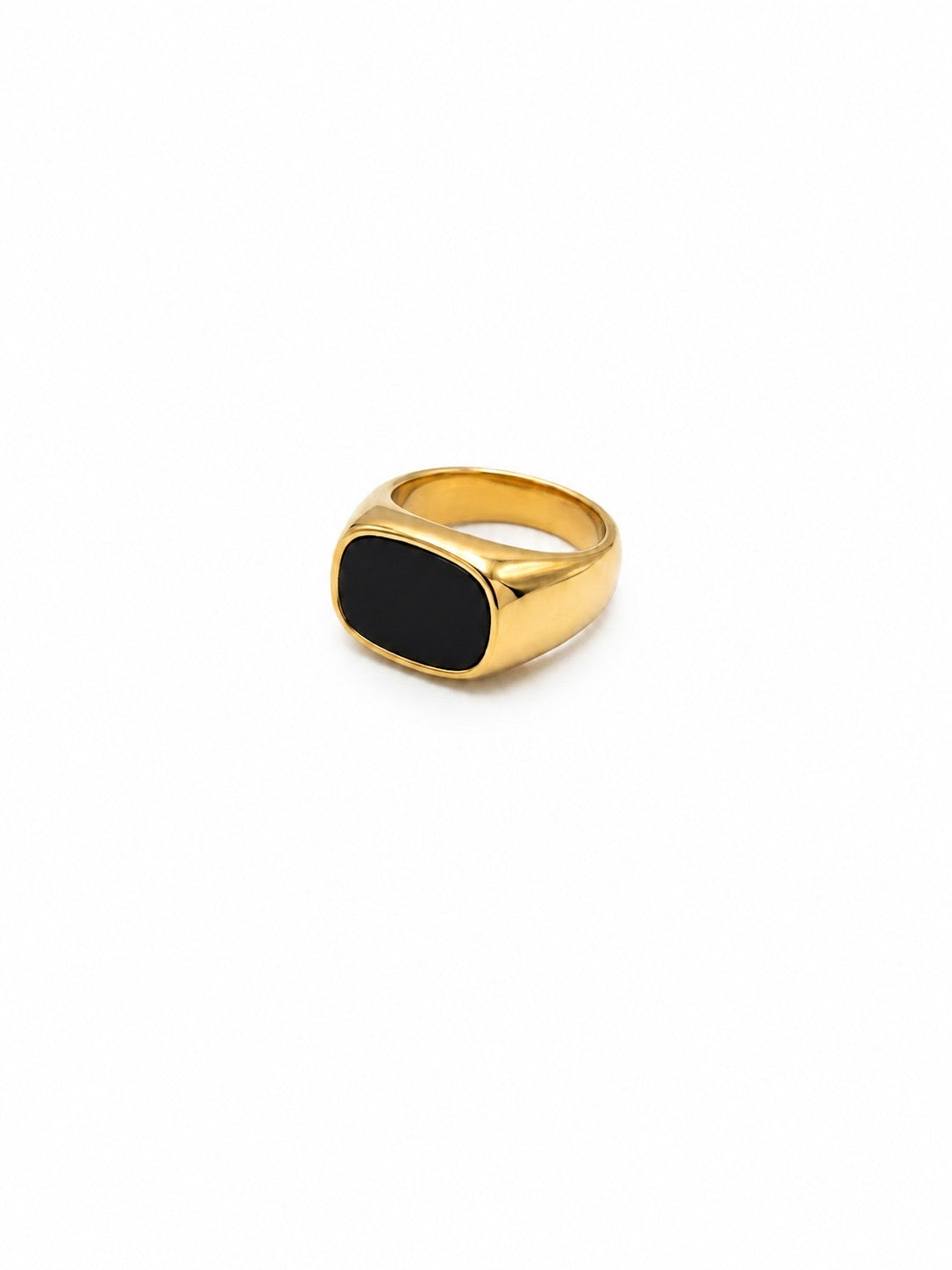 flat black stone ring