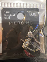 silver flower chain earing