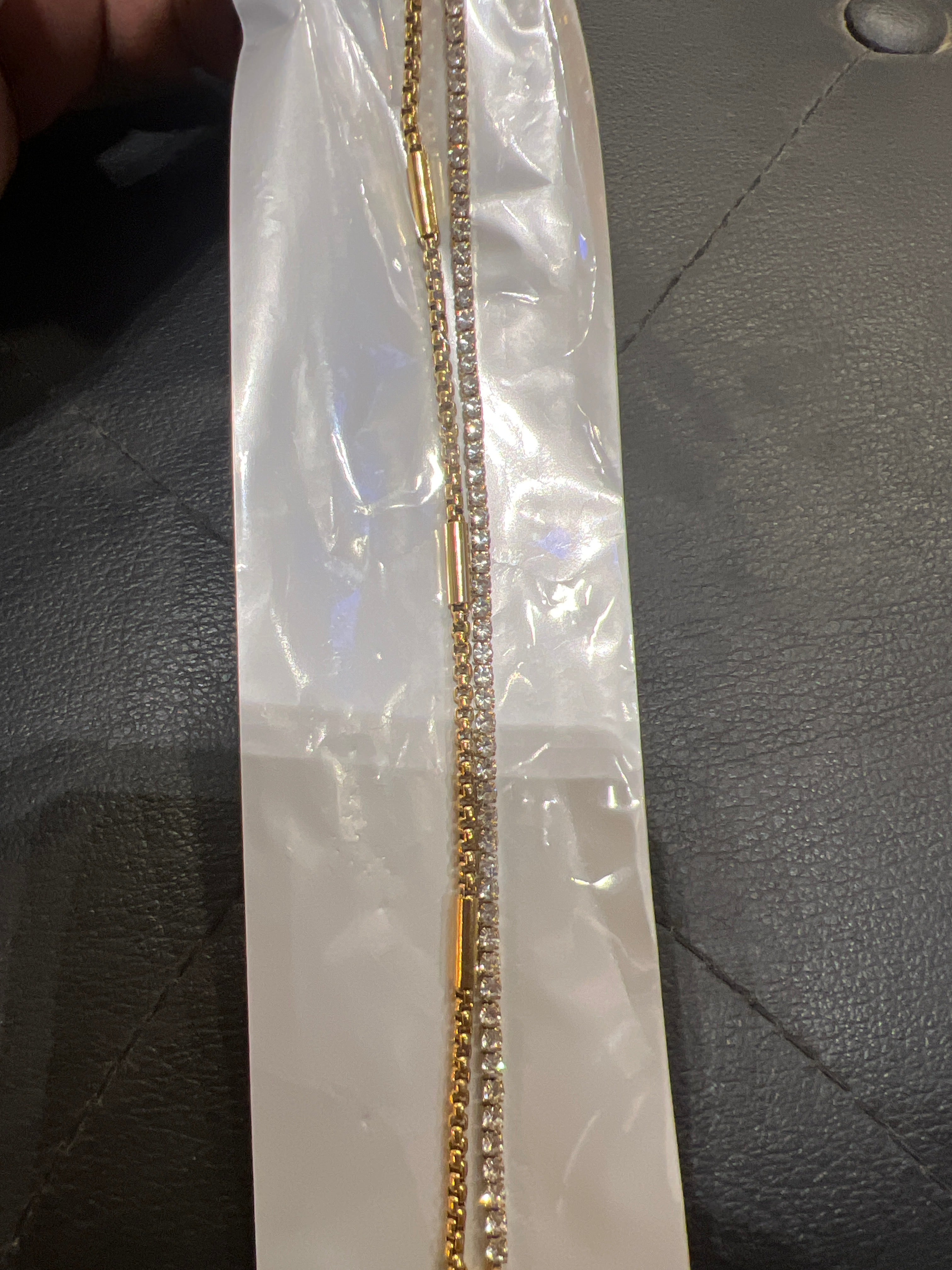 minimal double chain zircon bracelet