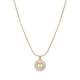 Initial Round Zirconia Hollow Letters Necklace - 18k Gold Plated