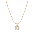 Initial Round Zirconia Hollow Letters Necklace - 18k Gold Plated