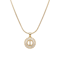 Initial Round Zirconia Hollow Letters Necklace - 18k Gold Plated