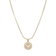 Initial Round Zirconia Hollow Letters Necklace - 18k Gold Plated
