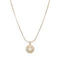 Initial Round Zirconia Hollow Letters Necklace - 18k Gold Plated