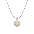 Initial Round Zirconia Hollow Letters Necklace - 18k Gold Plated