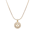 Initial Round Zirconia Hollow Letters Necklace - 18k Gold Plated