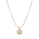 Initial Round Zirconia Hollow Letters Necklace - 18k Gold Plated