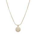 Initial Round Zirconia Hollow Letters Necklace - 18k Gold Plated