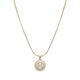 Initial Round Zirconia Hollow Letters Necklace - 18k Gold Plated