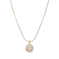 Initial Round Zirconia Hollow Letters Necklace - 18k Gold Plated