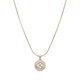 Initial Round Zirconia Hollow Letters Necklace - 18k Gold Plated
