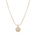 Initial Round Zirconia Hollow Letters Necklace - 18k Gold Plated