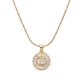 Initial Round Zirconia Hollow Letters Necklace - 18k Gold Plated
