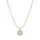 Initial Round Zirconia Hollow Letters Necklace - 18k Gold Plated