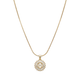 Initial Round Zirconia Hollow Letters Necklace - 18k Gold Plated