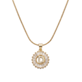 Initial Round Zirconia Hollow Letters Necklace - 18k Gold Plated