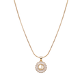 Initial Round Zirconia Hollow Letters Necklace - 18k Gold Plated