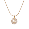 Initial Round Zirconia Hollow Letters Necklace - 18k Gold Plated