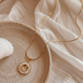 Initial Round Zirconia Hollow Letters Necklace - 18k Gold Plated