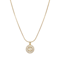Initial Round Zirconia Hollow Letters Necklace - 18k Gold Plated