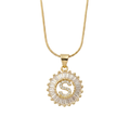 Initial Round Zirconia Hollow Letters Necklace - 18k Gold Plated