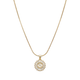 Initial Round Zirconia Hollow Letters Necklace - 18k Gold Plated
