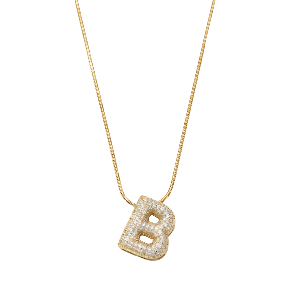 Pave initial necklace - 18k gold plated