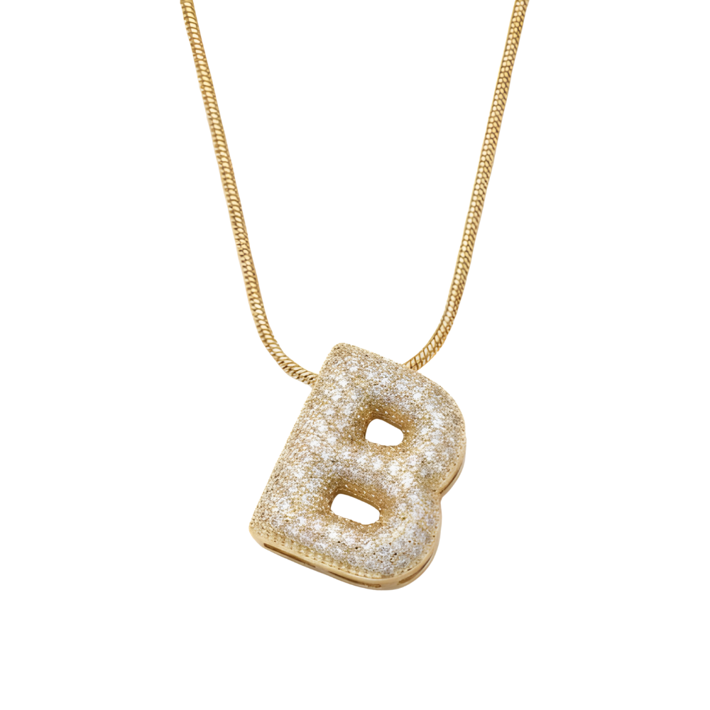 Pave initial necklace - 18k gold plated