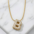 Pave initial necklace - 18k gold plated