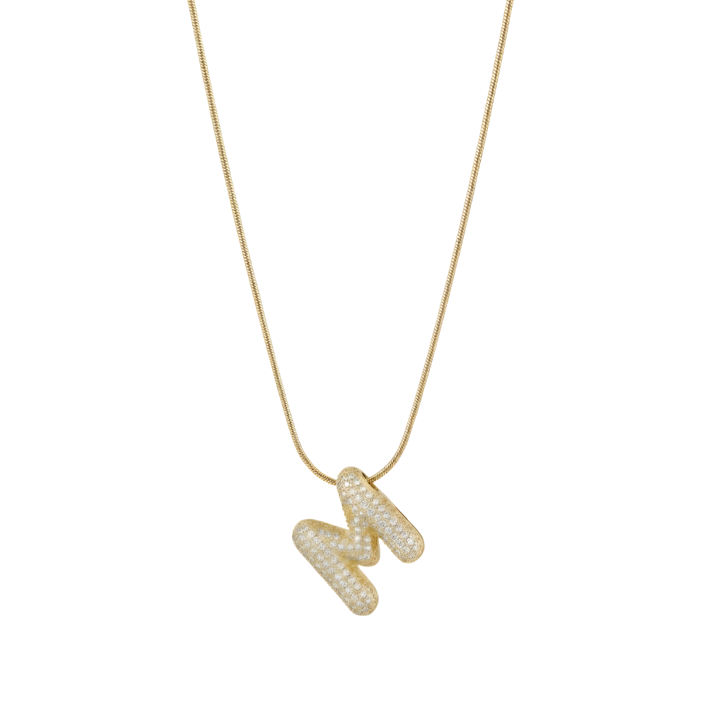 Pave initial necklace - 18k gold plated