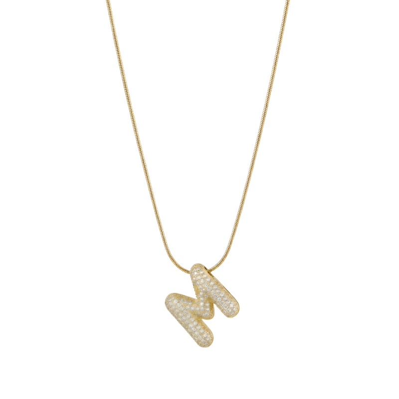 Pave initial necklace - 18k gold plated M