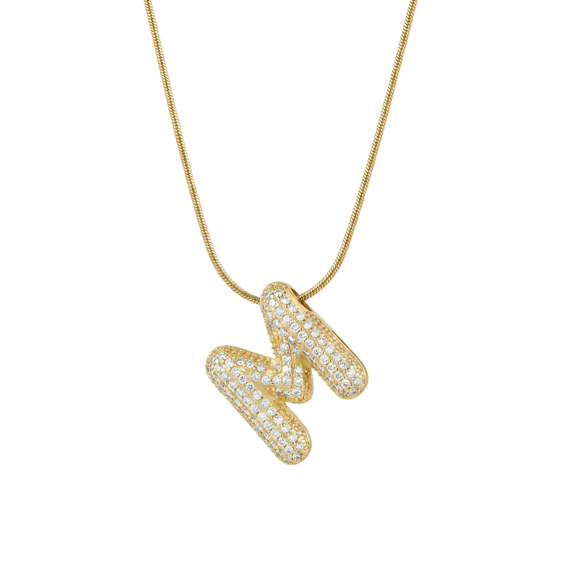 Pave initial necklace - 18k gold plated