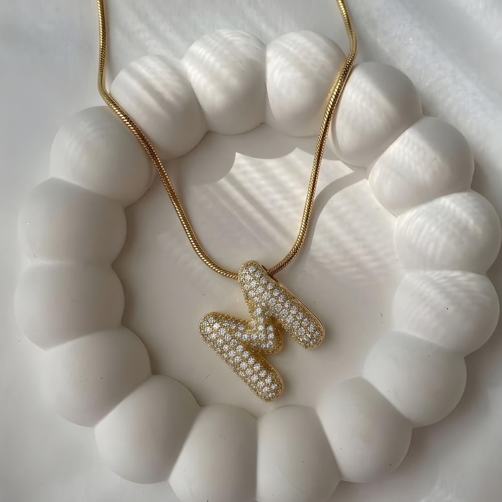 Pave initial necklace - 18k gold plated